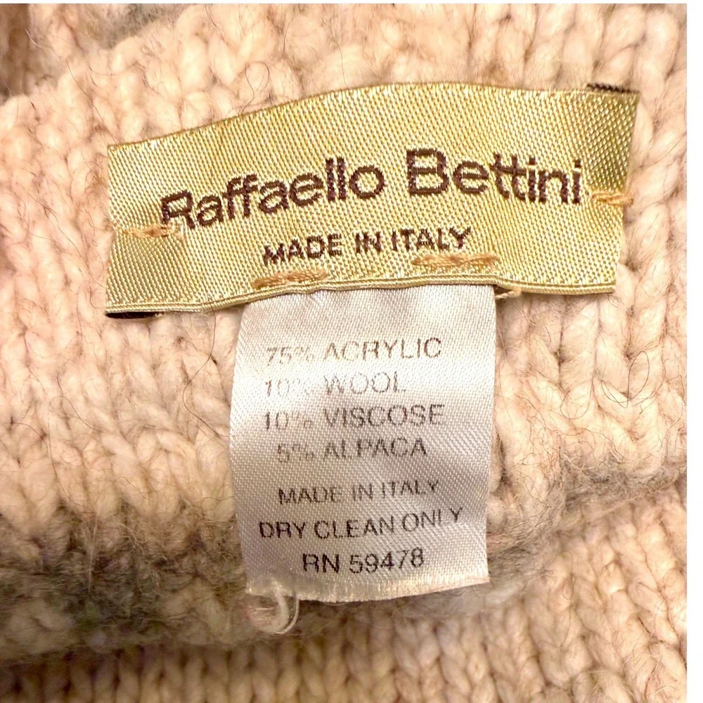 Raffaello Bettini Knit Beanie Hat Alpaca Wool Blend cream tan Made in‎ Italy